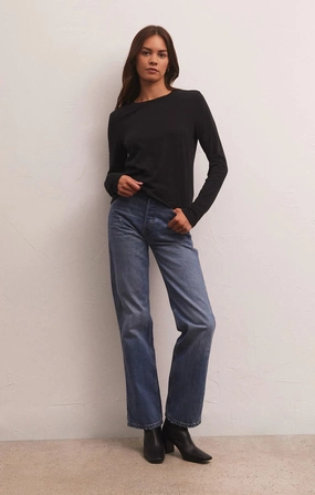 Fashion Blouse Lightweight Thermal MODERN SLUB LONG SLEEVE TEE