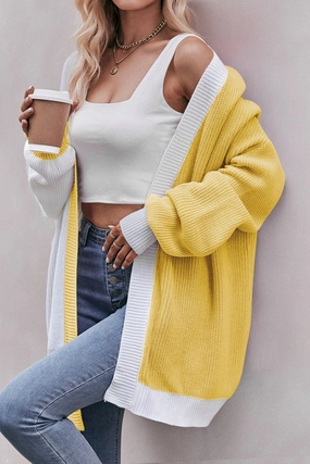 Quick Dry Material FlexibleKnit COLOR BLOCK OPEN FRONT CARDIGAN