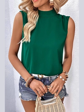 HIGH NECK BACK TIED NECK SLEEVELESS SUMMER BLOUSE Tagless Neckline Design