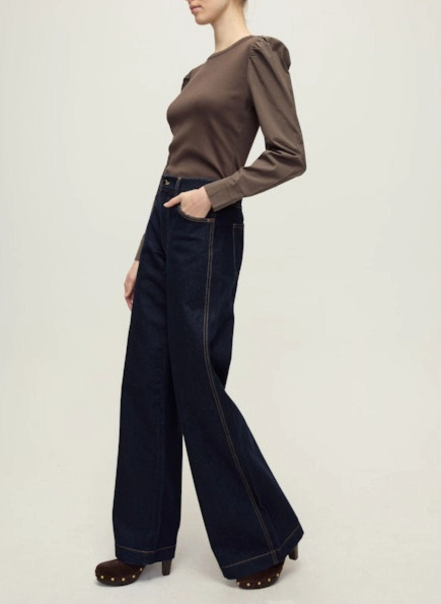 Sporty Cardigan Fersia Mixed Media Tee Dark Umber