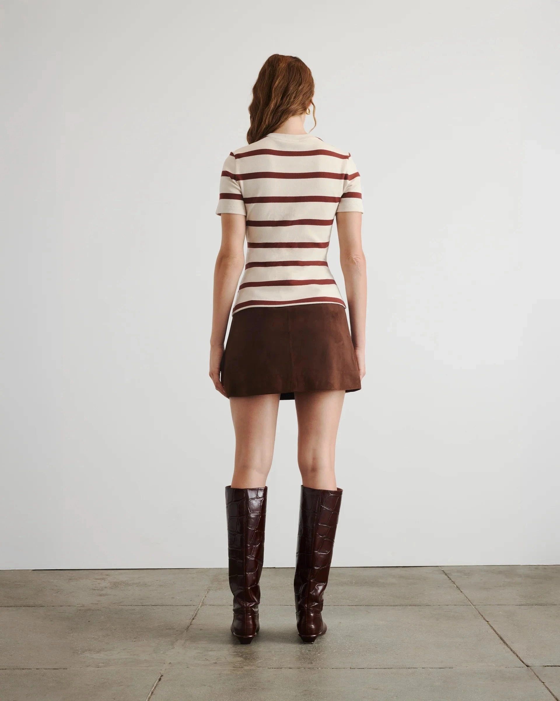 Short Sleeve Carlita Top Cream/Raisin Wide Stripe LightReflectiveTrim