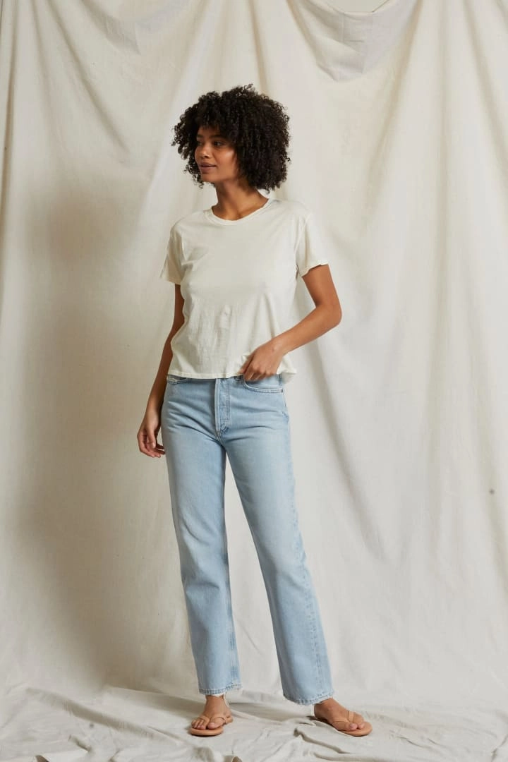 HARLEY BOXY CREW TEE Heather Effect Finish Fashion Blouse