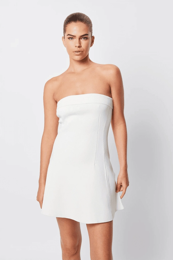 Monaco Mini Dress White Comfy Layers Elegant Flow