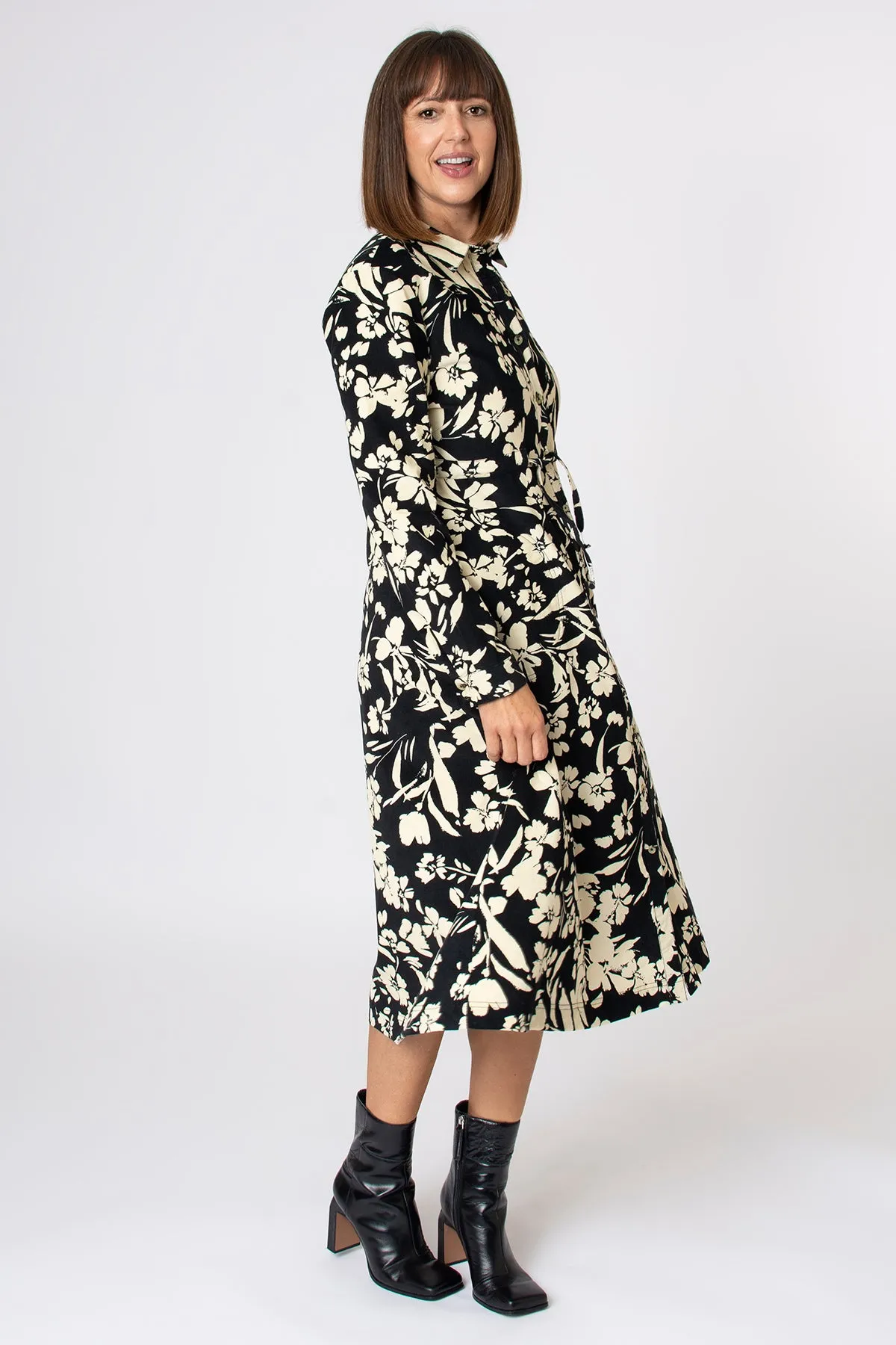 Mono floral cord shirt dress