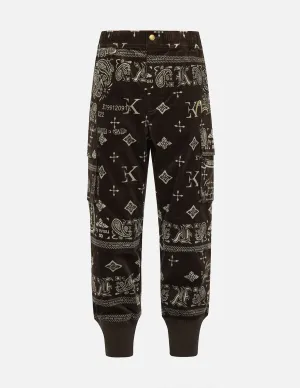 Monogram Paisley and Logo Print Velvet Joggers