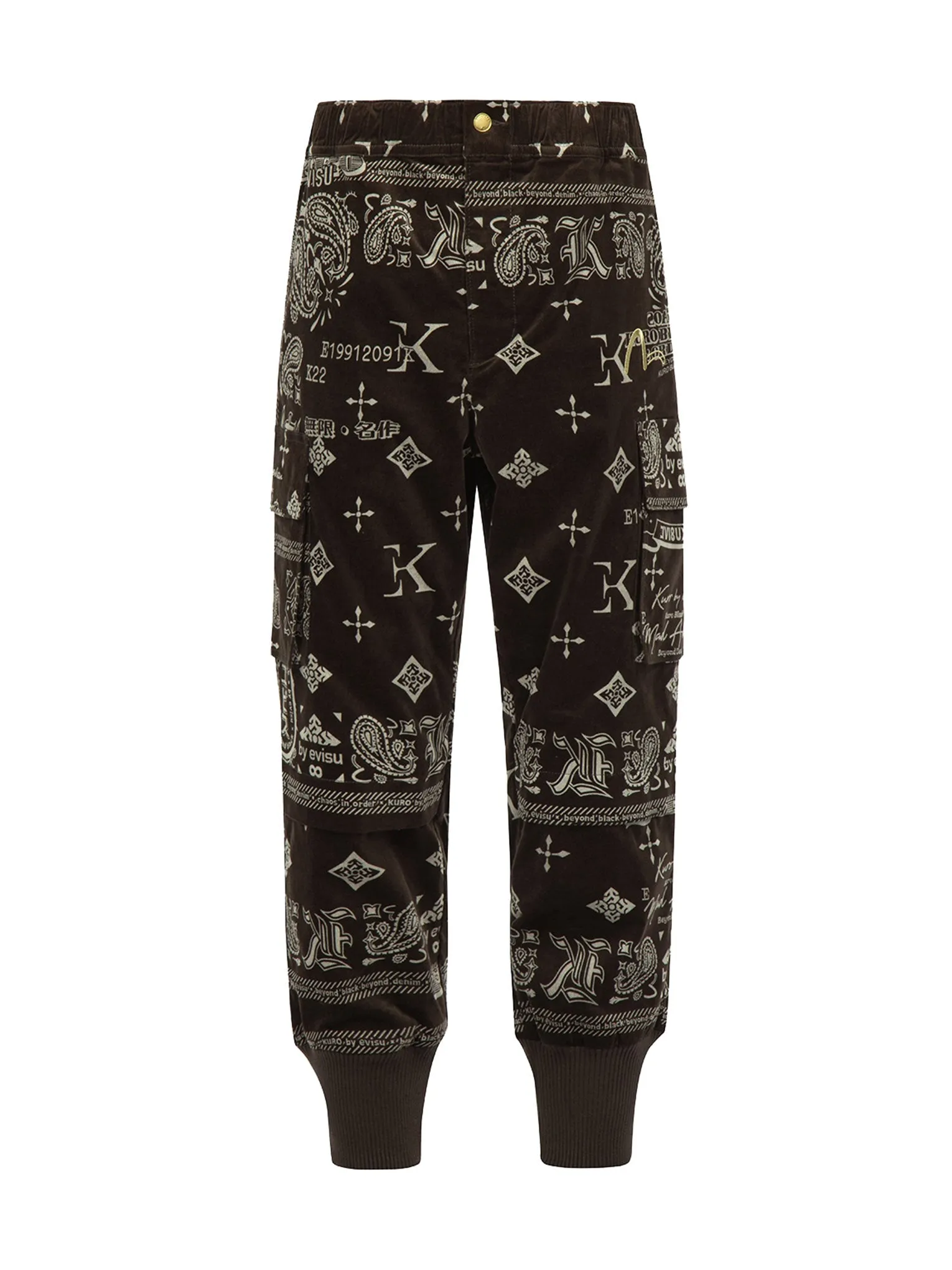Monogram Paisley and Logo Print Velvet Joggers