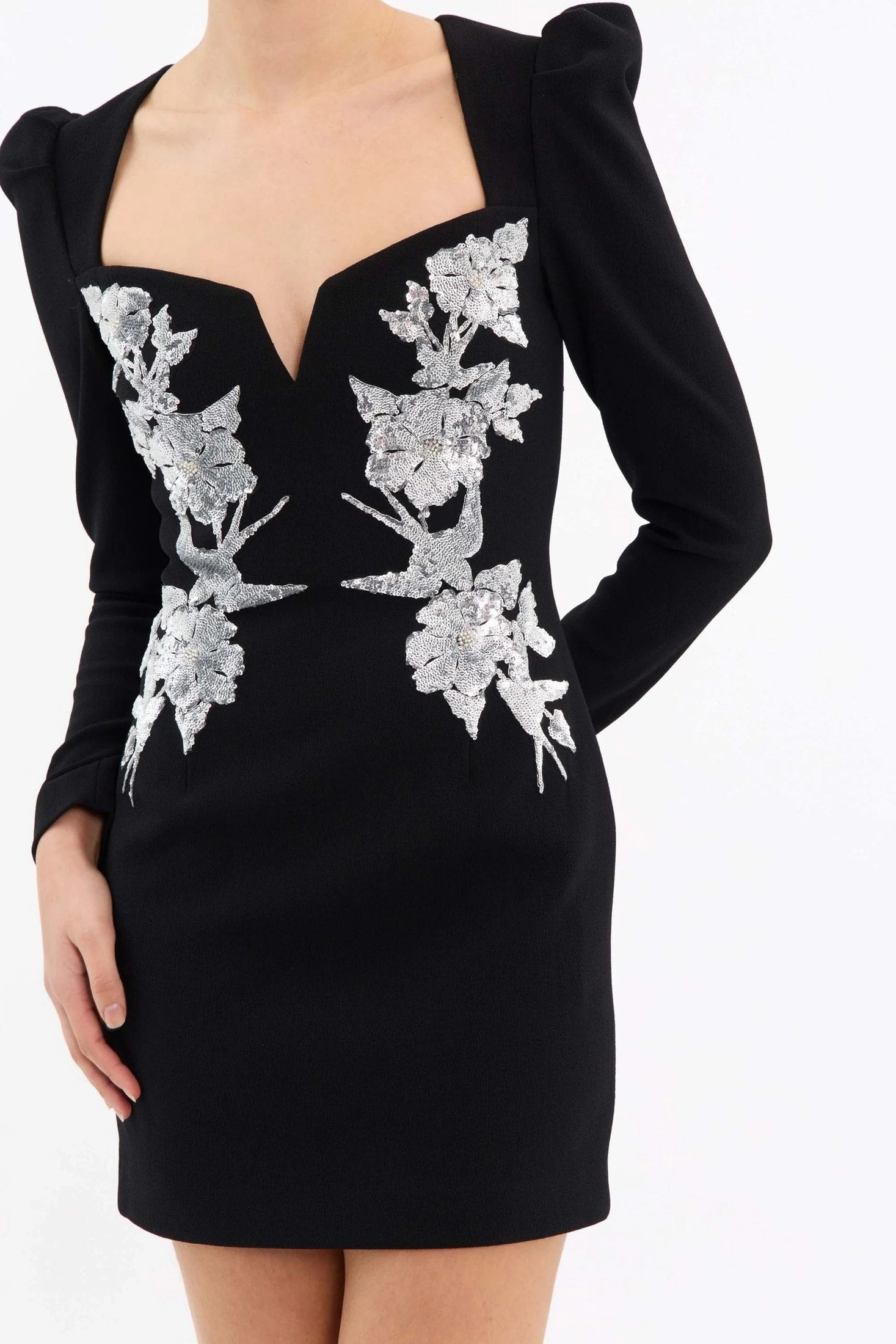 Tailored Wear Chic Waistband Design Monroe Long Sleeve Mini Black