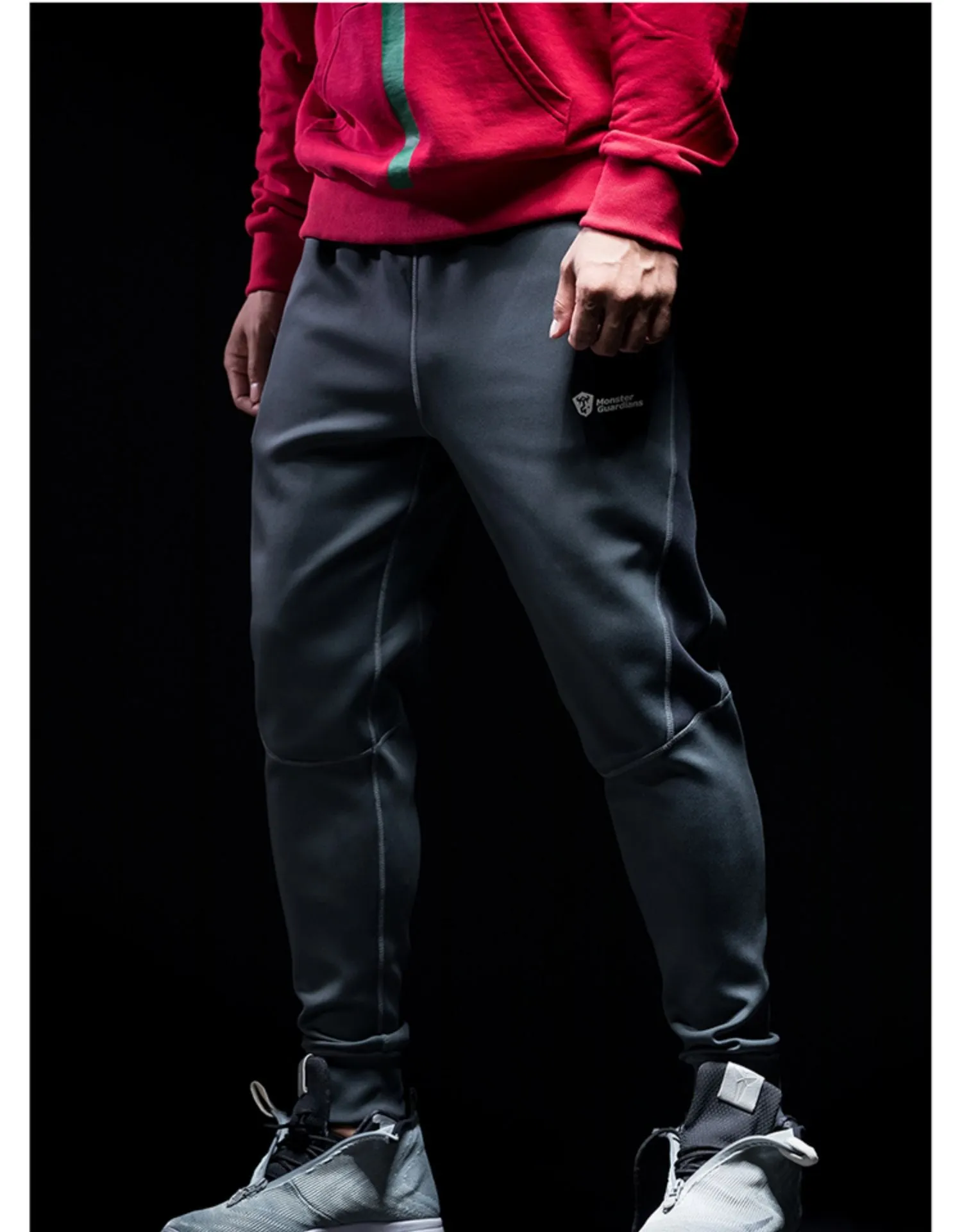 MONSTER GUARDIANS PANELED TRACK PANTS IN GREY