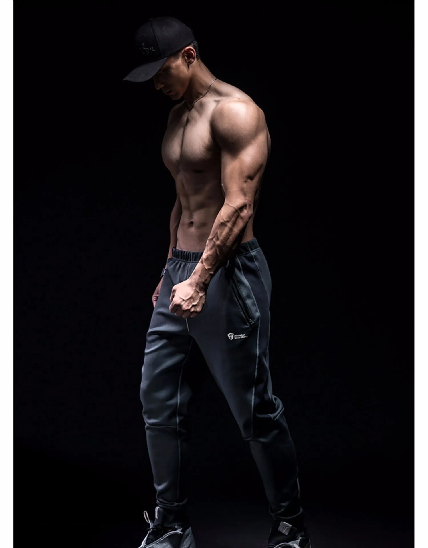 MONSTER GUARDIANS PANELED TRACK PANTS IN GREY