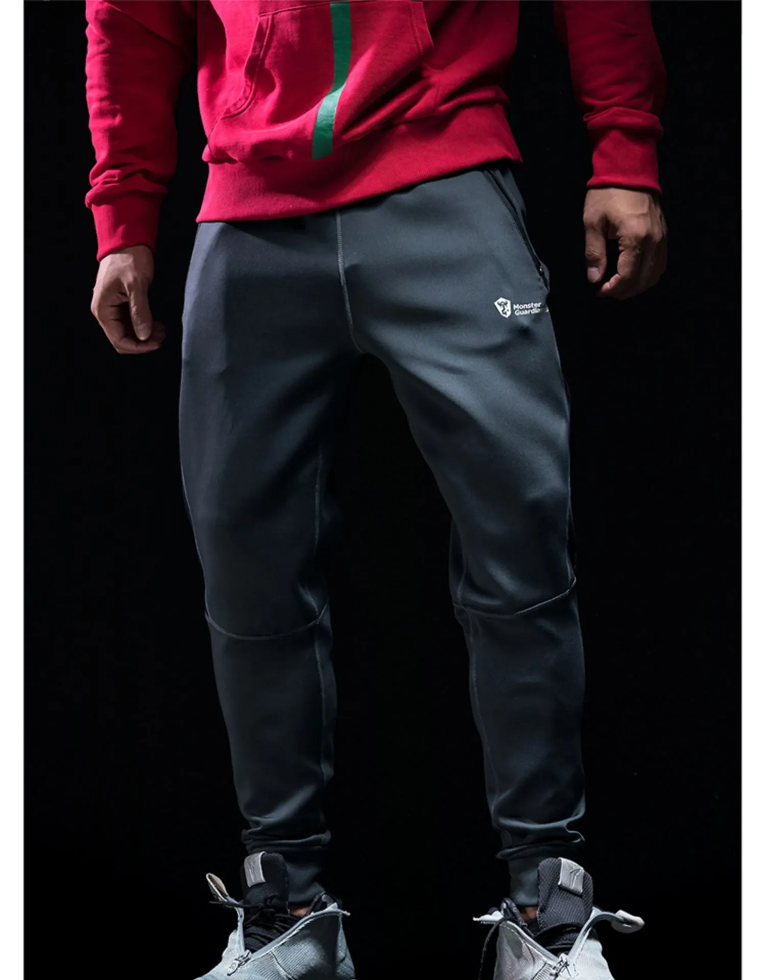 MONSTER GUARDIANS PANELED TRACK PANTS IN GREY