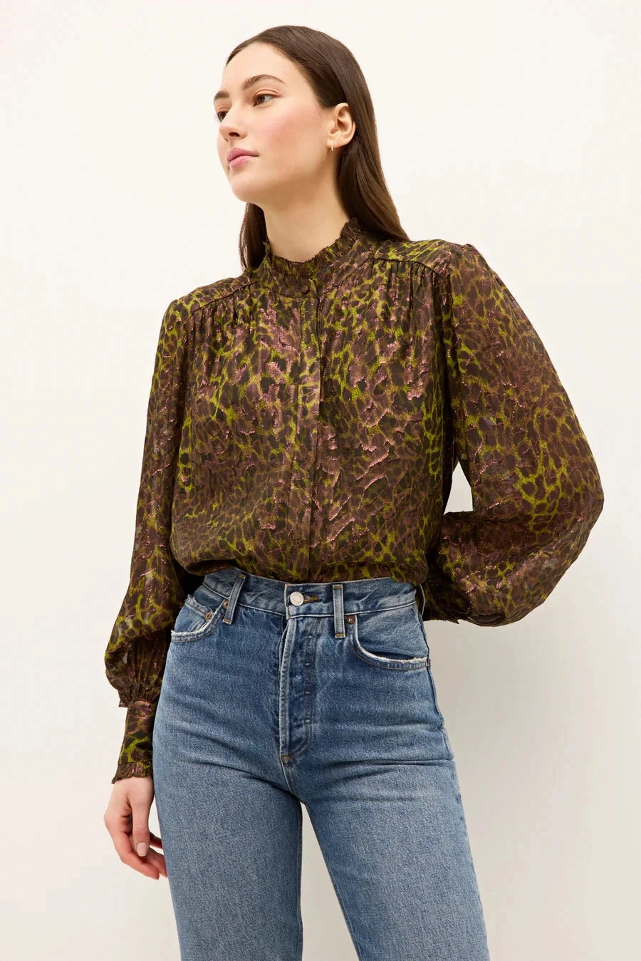 Montana Blouse Grasslands Grid Texture Fabric