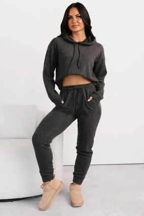 Mood Already Set Ribbed Jogger Pants (Charcoal) Recycled Polyester