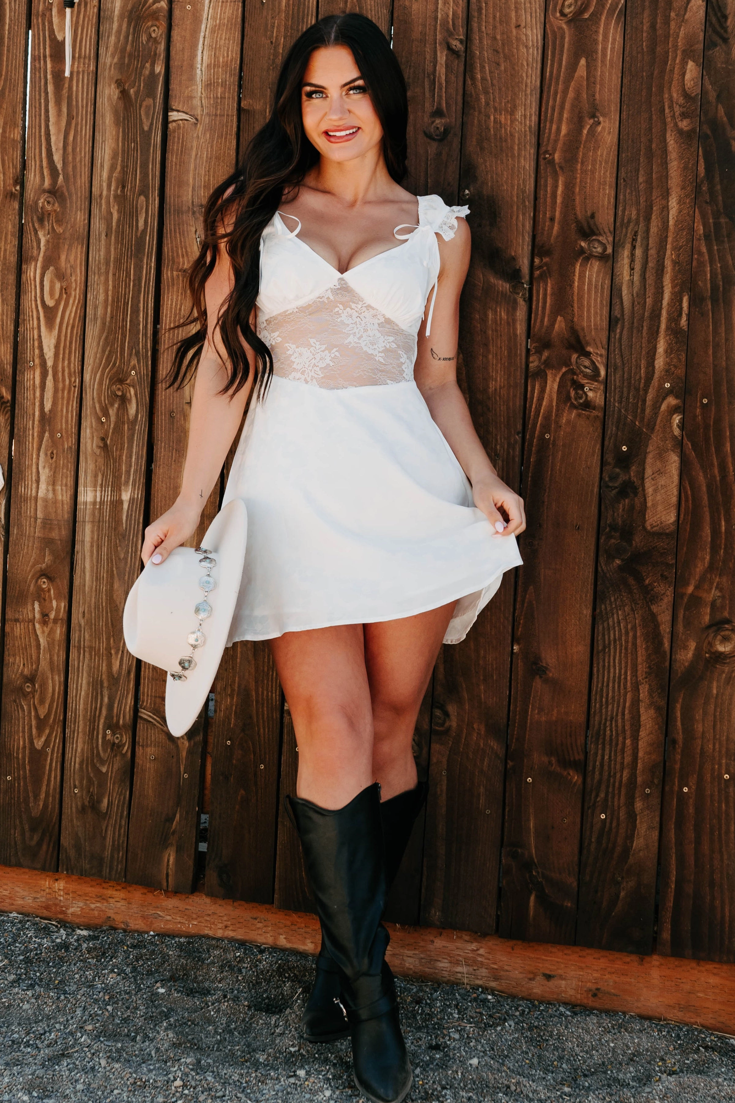 Moonlit Reverie Satin Jacquard Mini Dress (White) Social Charm Sleek Feel