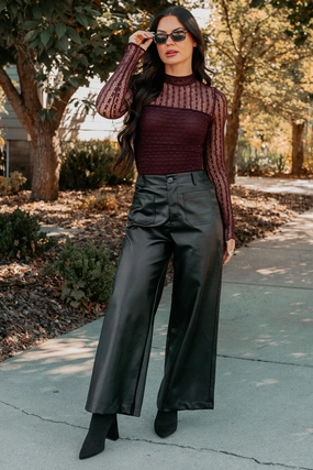 More Than Usual Wide-Leg Faux Leather Pant (Black) AbrasionGuardTape