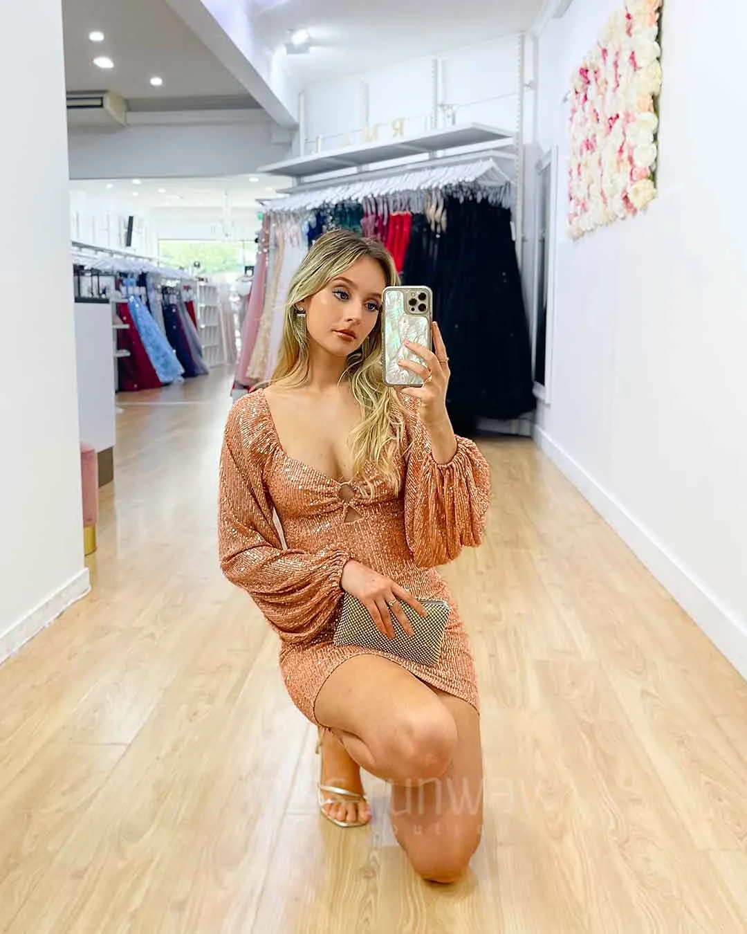 Morgan Sequin Mini Dress - Rose Gold