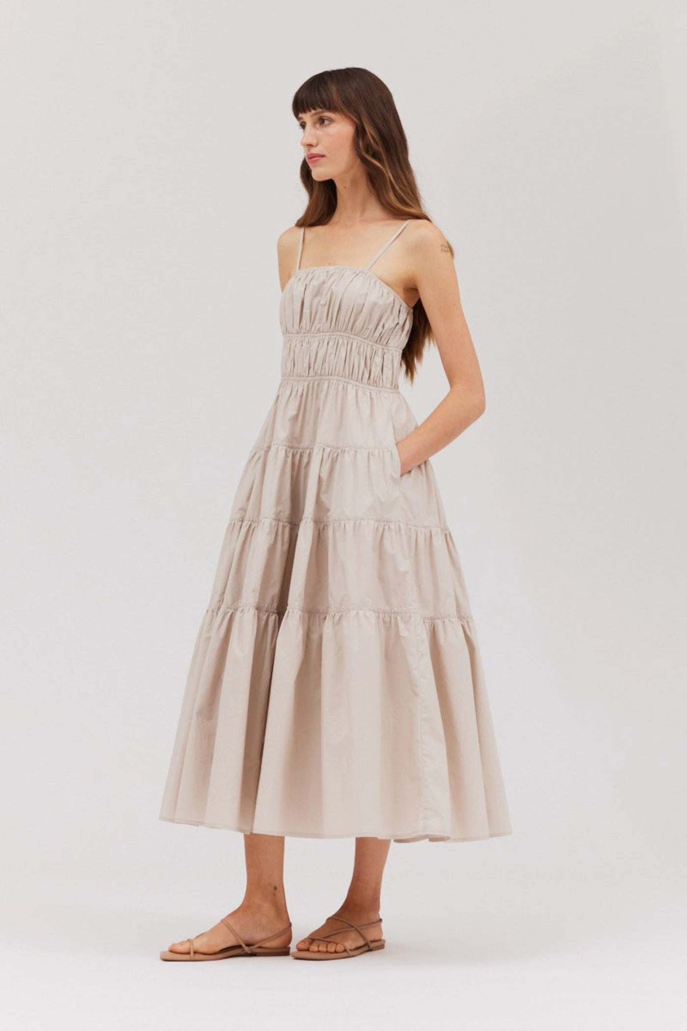 MORGAN TIERED MIDI DRESS Perfect Look
