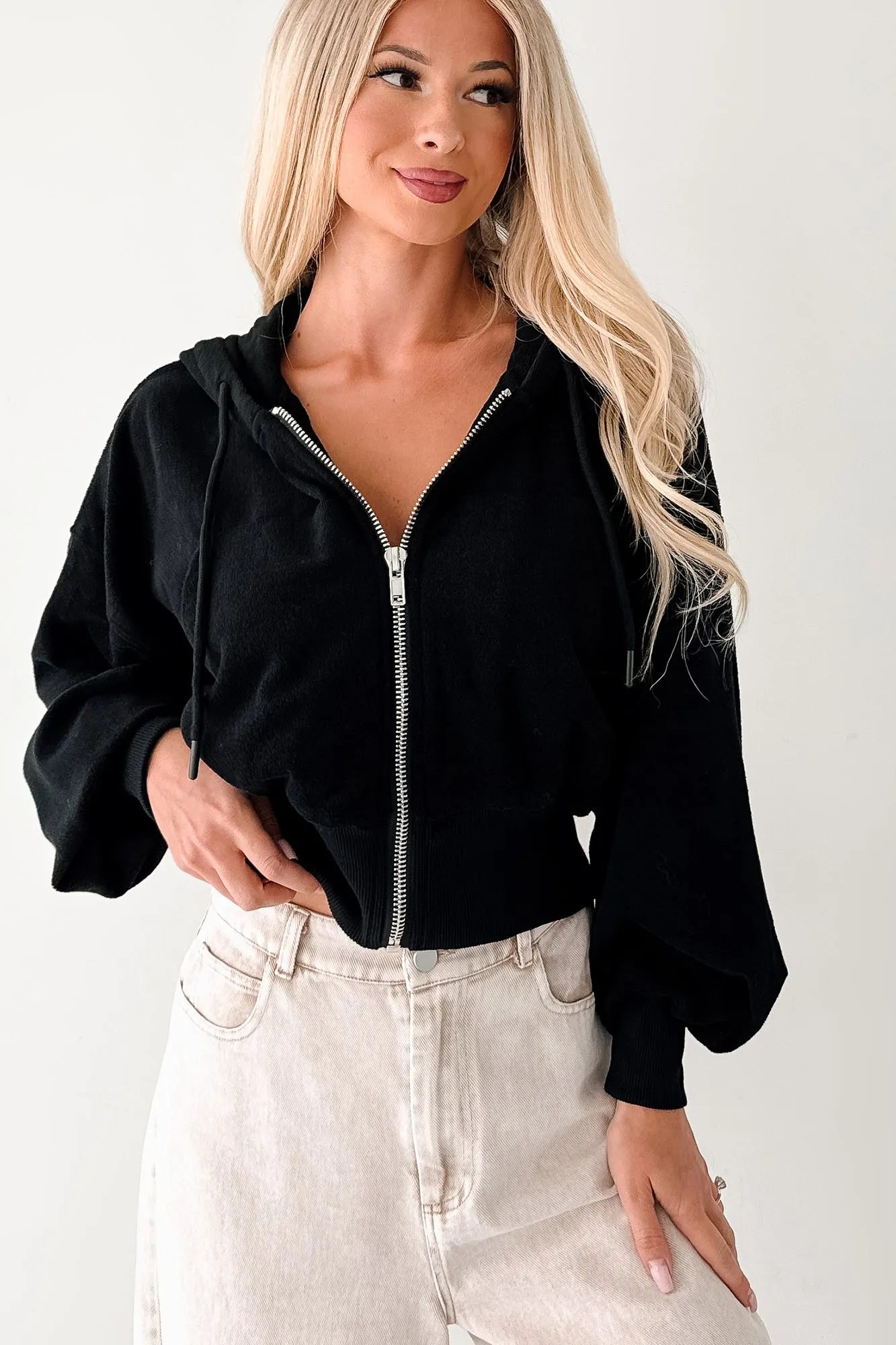 Morning Moods Signature 8 Zip-Up Hoodie Jacket (Black) Friction Resistant Edges QuickDry Texture