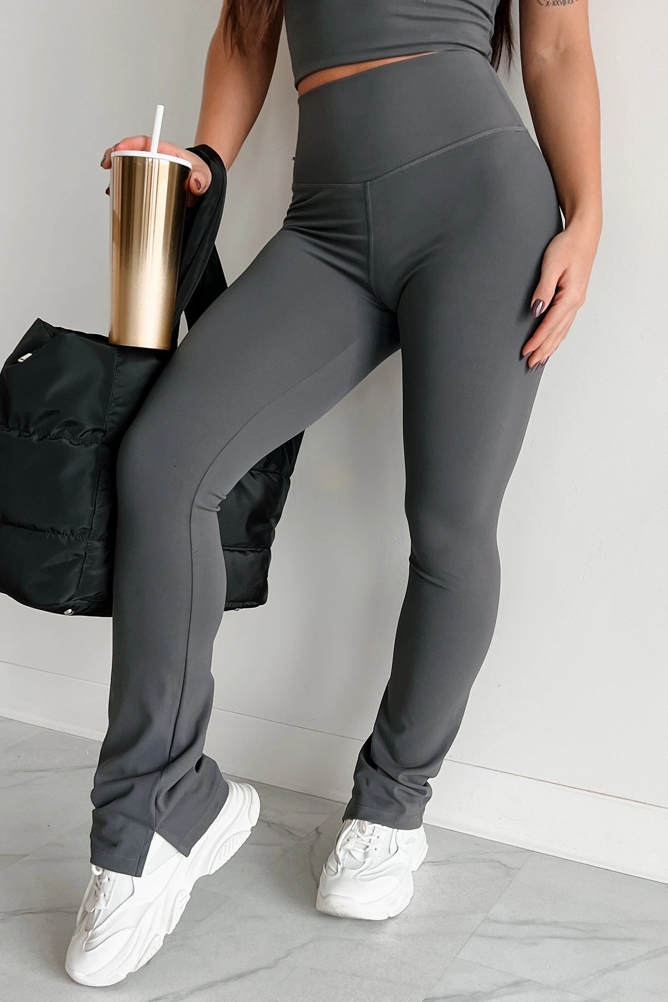 School Sports For Teens Good Habits Slim Flare Leggings (Charcoal)