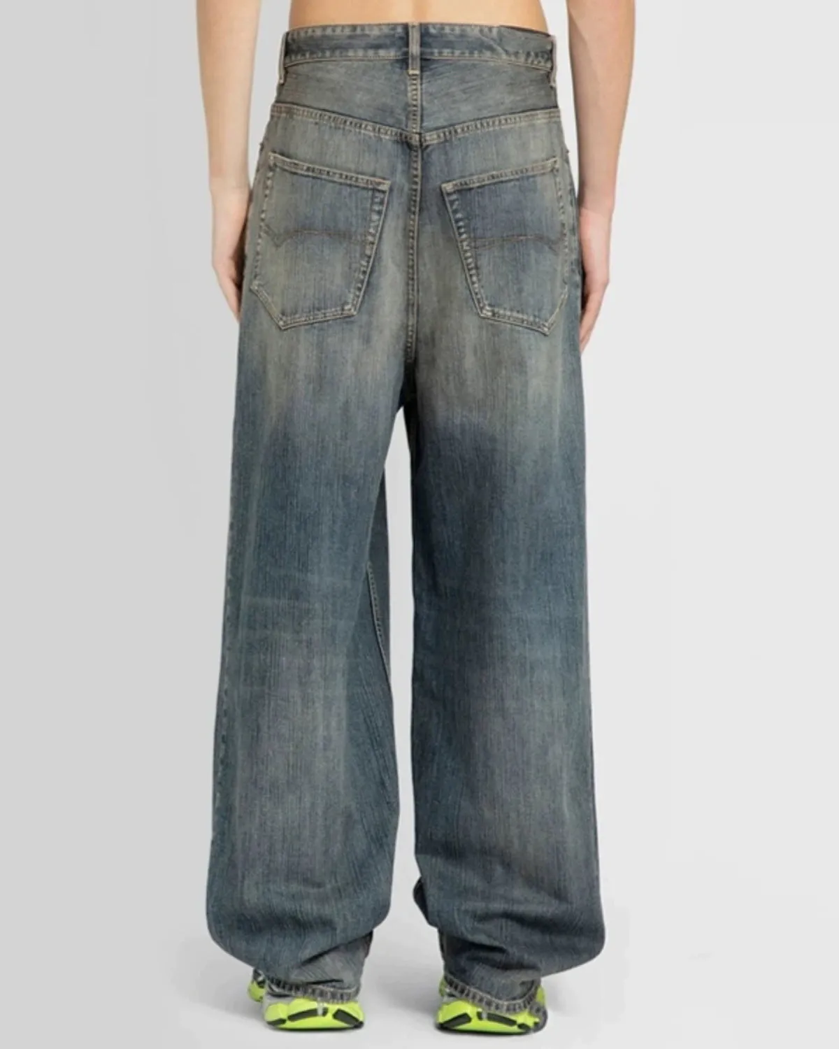 Mud-dyed Distressed Loose Fit Jeans