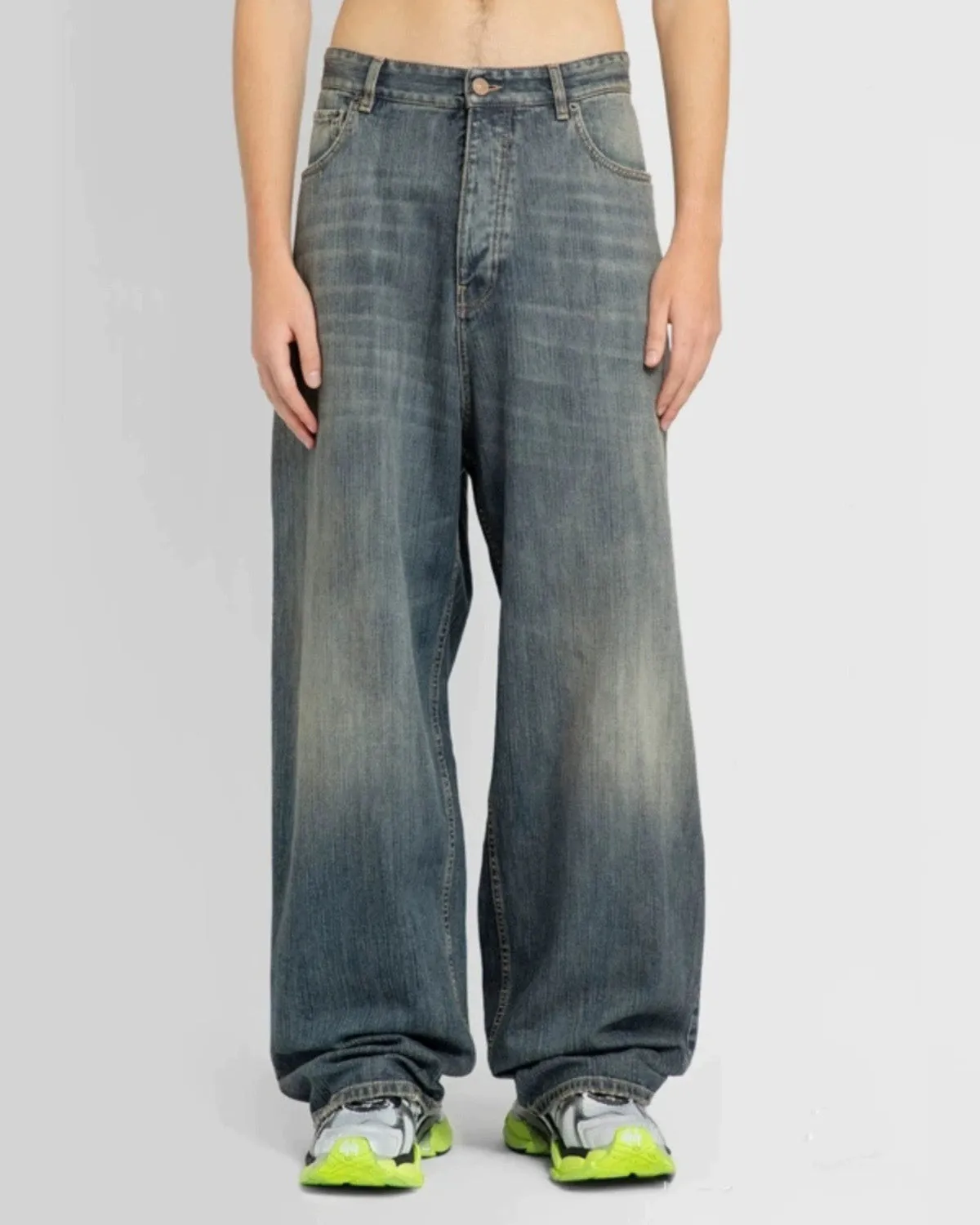 Mud-dyed Distressed Loose Fit Jeans