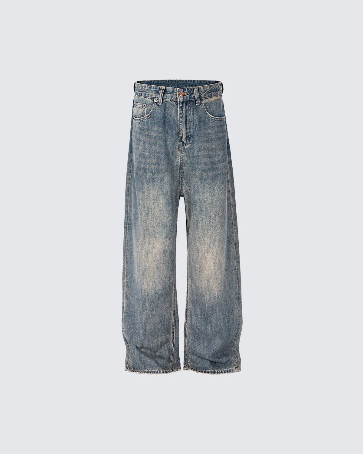 Mud-dyed Distressed Loose Fit Jeans