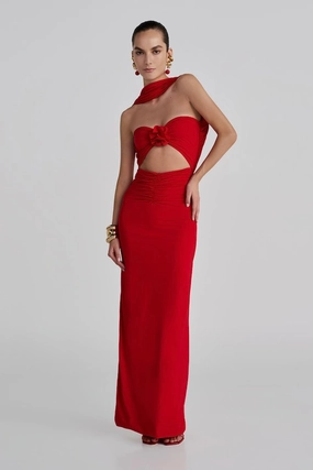 Everyday-Use Lounge Style Mullet Maxi Dress Red