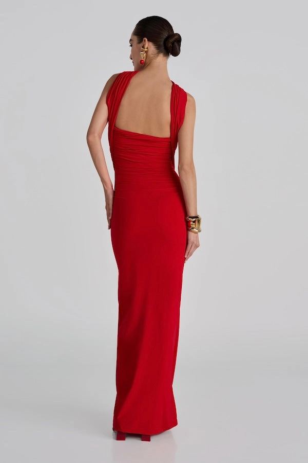 Comfortable office piece Trendy Look Mullet Maxi Dress Red