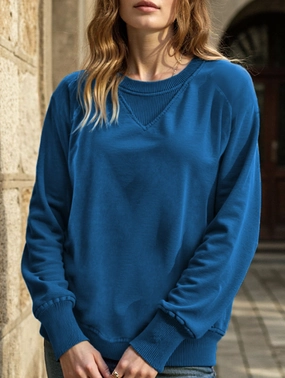 Women's ribbed sleeve loose pullover sweatshirt Adjustable drawstring HeatPressedLogos