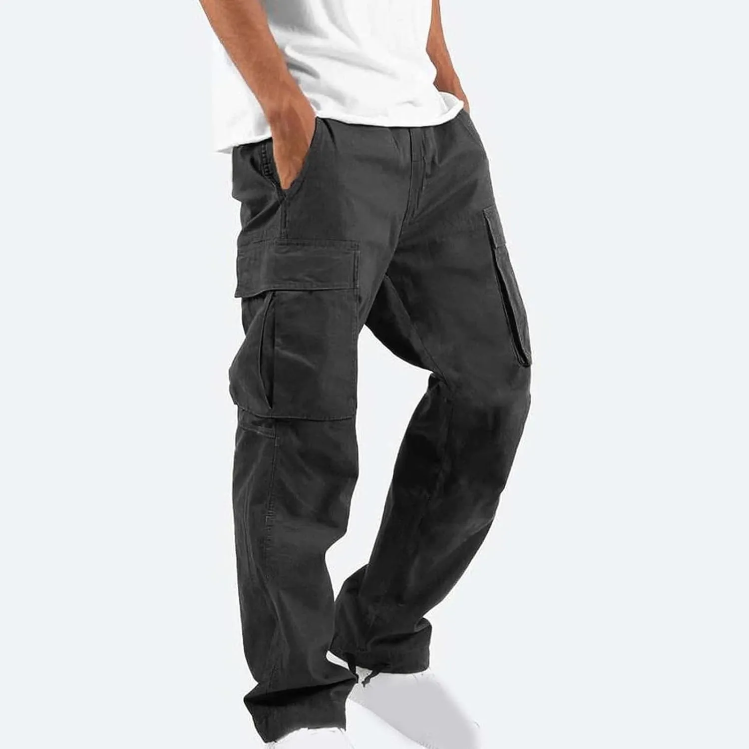 Muscularfit Cargo Pants for Men Work Stretch Drawstring Joggers Athletic Sweatpants Casual Multi Pockets Utility Trousers