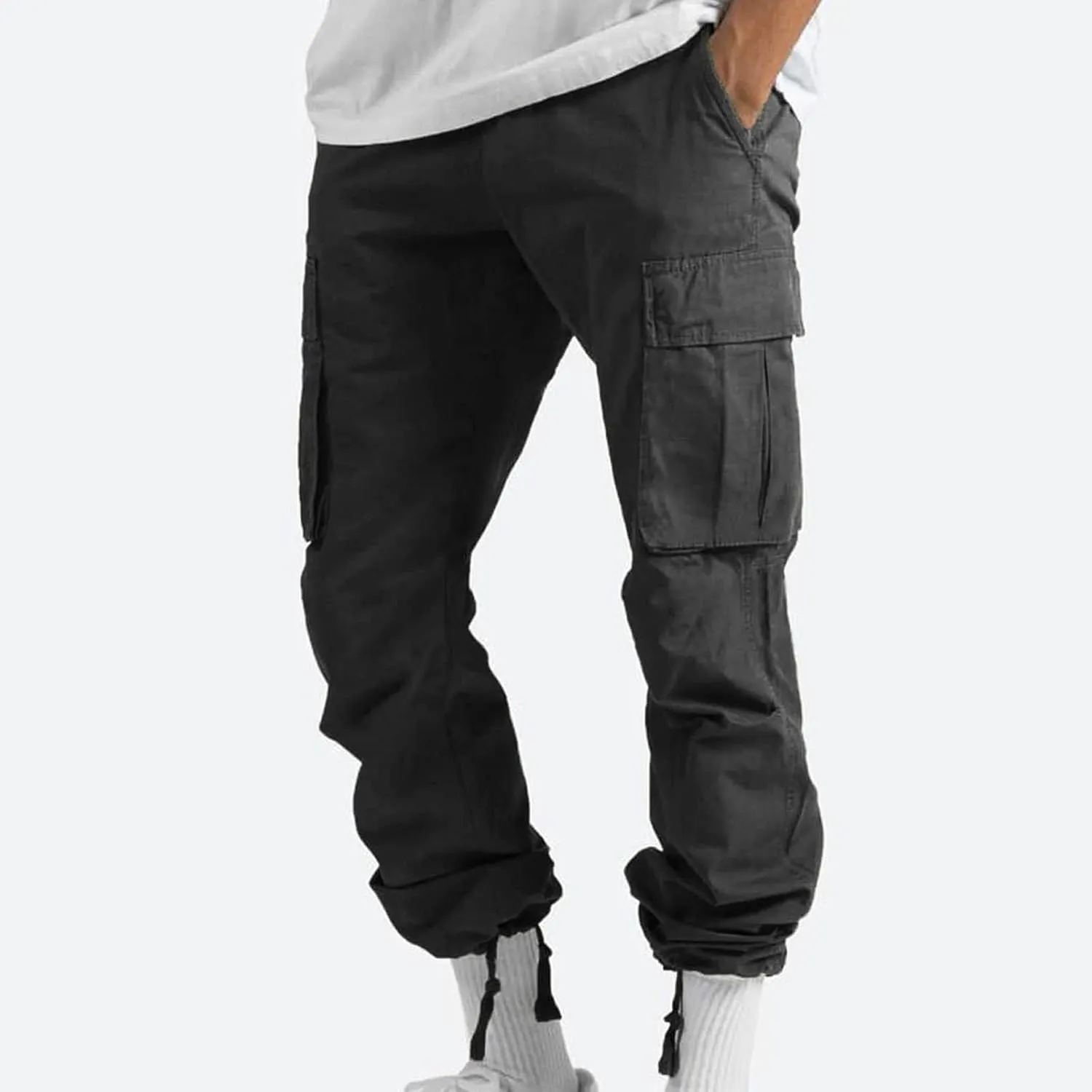 Muscularfit Cargo Pants for Men Work Stretch Drawstring Joggers Athletic Sweatpants Casual Multi Pockets Utility Trousers
