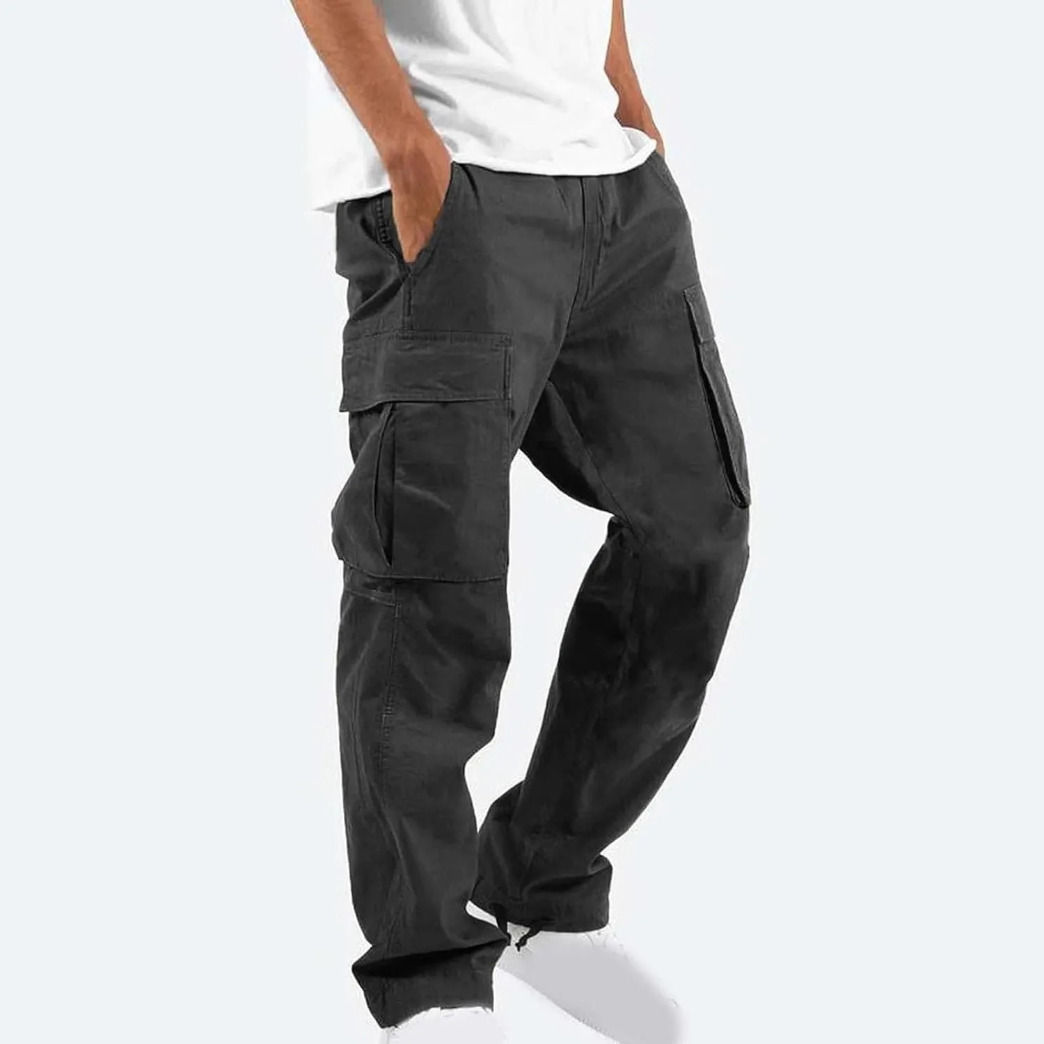Muscularfit Cargo Pants for Men Work Stretch Drawstring Joggers Athletic Sweatpants Casual Multi Pockets Utility Trousers