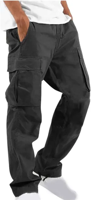 Muscularfit Cargo Pants for Men Work Stretch Drawstring Joggers Athletic Sweatpants Casual Multi Pockets Utility Trousers