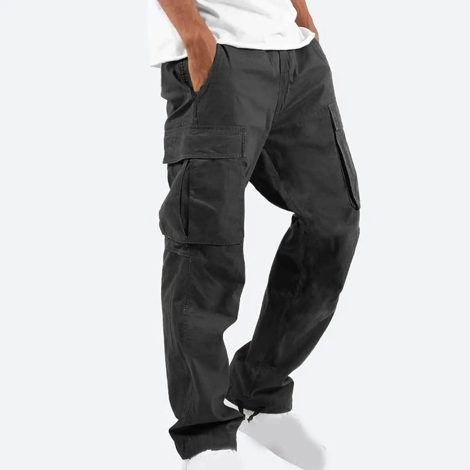 Muscularfit Cargo Pants for Men Work Stretch Drawstring Joggers Athletic Sweatpants Casual Multi Pockets Utility Trousers