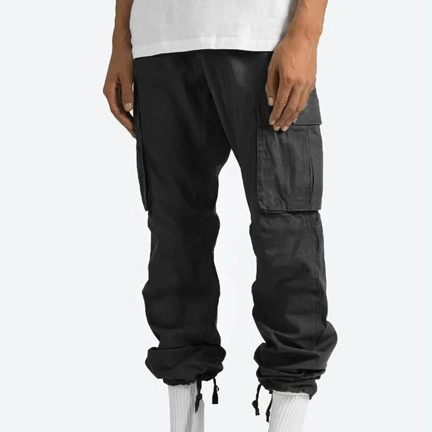 Muscularfit Cargo Pants for Men Work Stretch Drawstring Joggers Athletic Sweatpants Casual Multi Pockets Utility Trousers