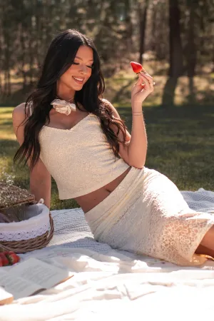 My Latest Crush Lace Crop Tank (Cream) Warm Fabric NonIrritatingSeams