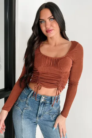 Mystic Evening Ruched Long Sleeve Top (Sequoia) MoistureWickingMaterial