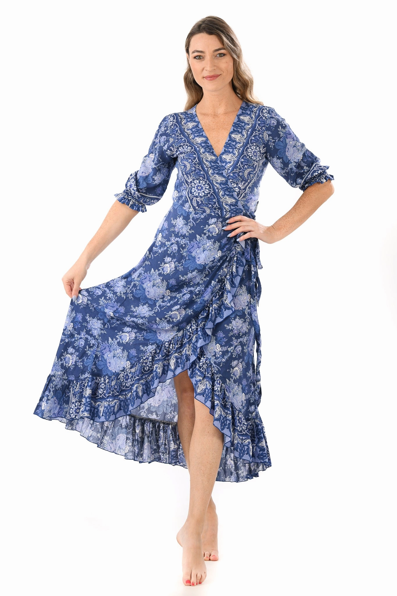 Sleek Drape Minimalist Fit Napa Dress / English Blue