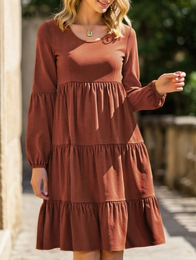 Timeless Trend Cake pleat linen and cotton dress