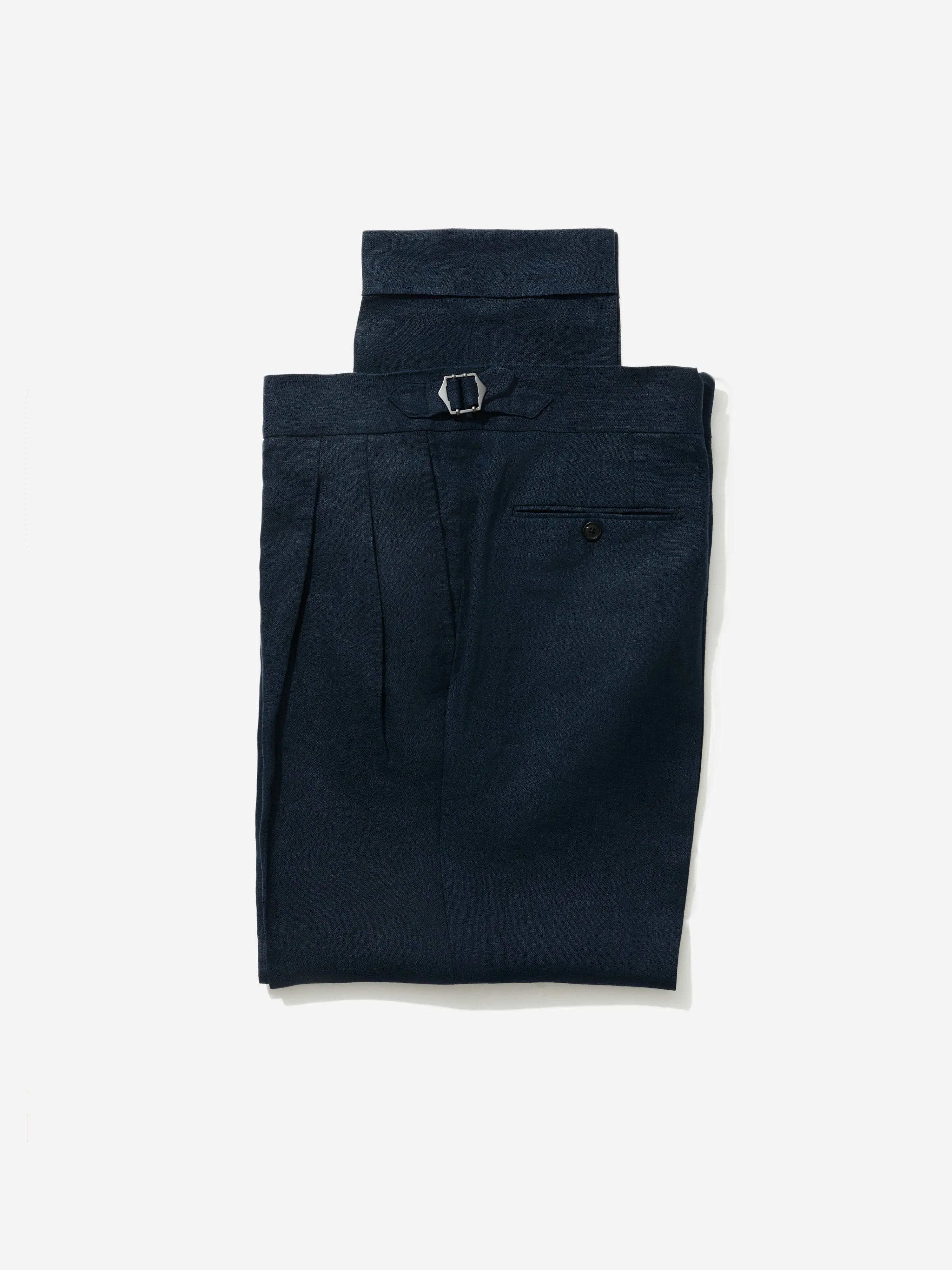Navy Linen Gurkha Trousers (Tapered Fit)