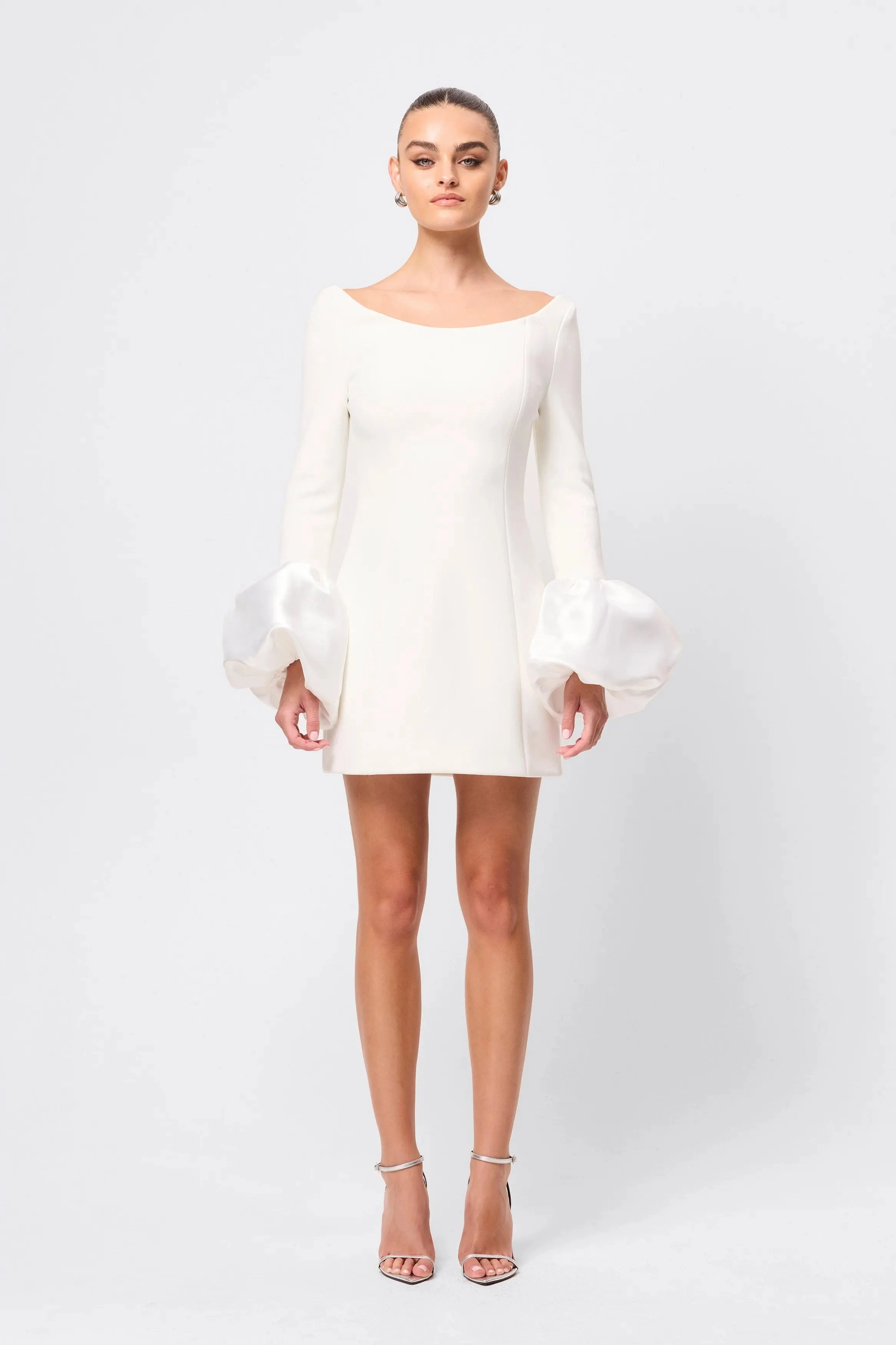 On My Mind Mini Dress White Silky Shape Light Fall