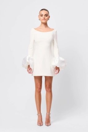 On My Mind Mini Dress White Silky Shape Light Fall