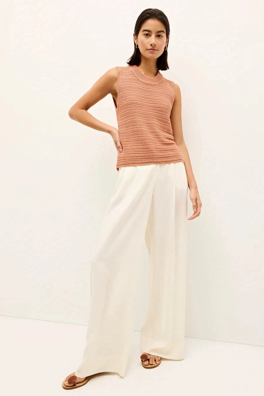 Nev Top Nectarine Stretchy Top LayeredCollar