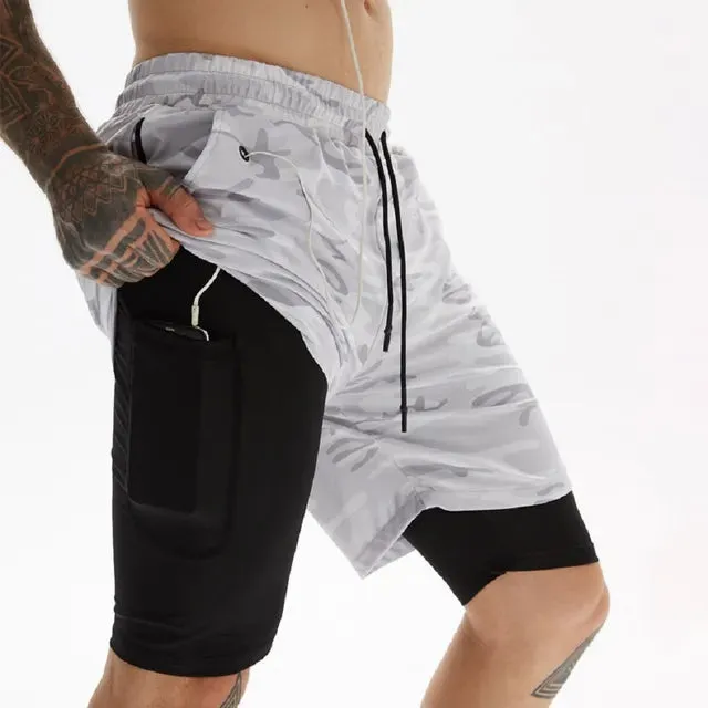 Newest Running Shorts Men 2 in 1 Training Gym