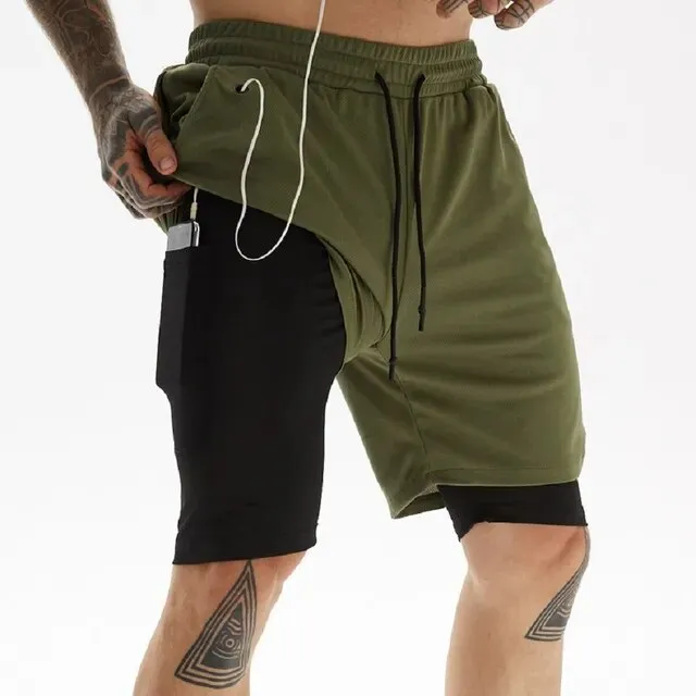 Newest Running Shorts Men 2 in 1 Training Gym