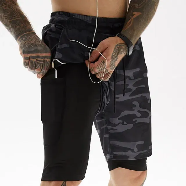 Newest Running Shorts Men 2 in 1 Training Gym