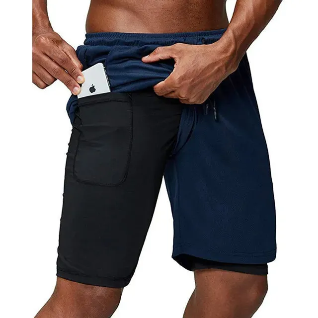 Newest Running Shorts Men 2 in 1 Training Gym