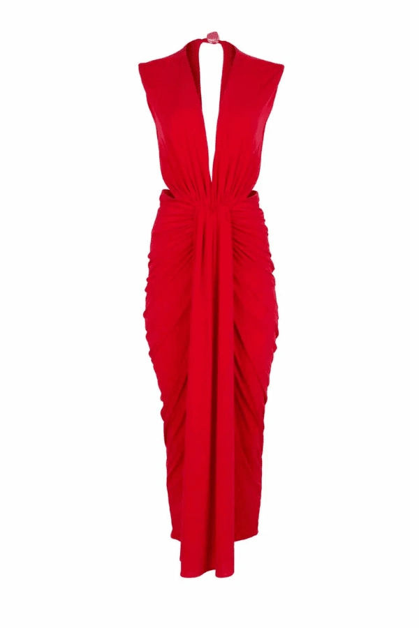 Nia Maxi Dress Orange Red Relaxed Look Timeless-Classic