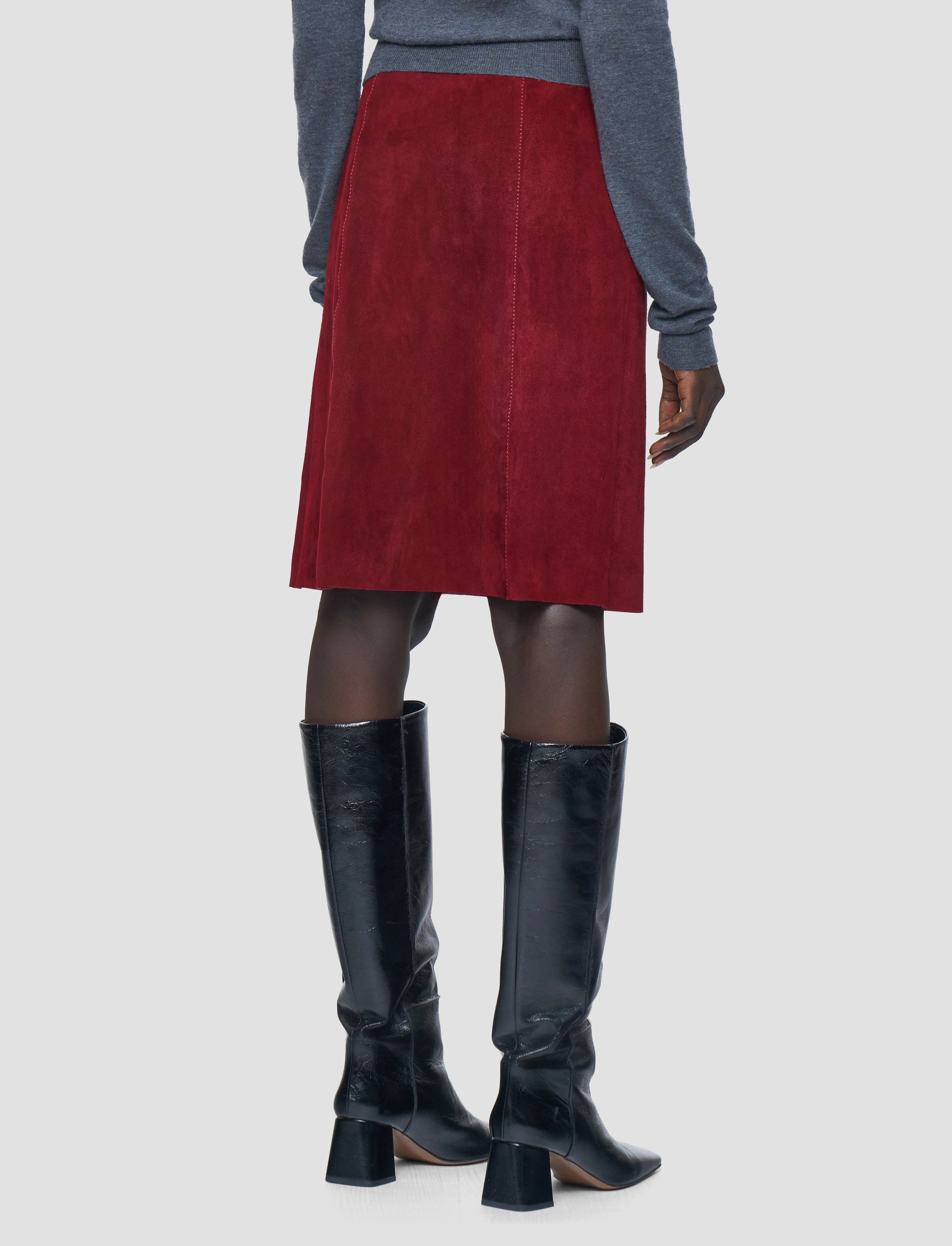 Nicole Suede Stretch Skirt Polished Cut