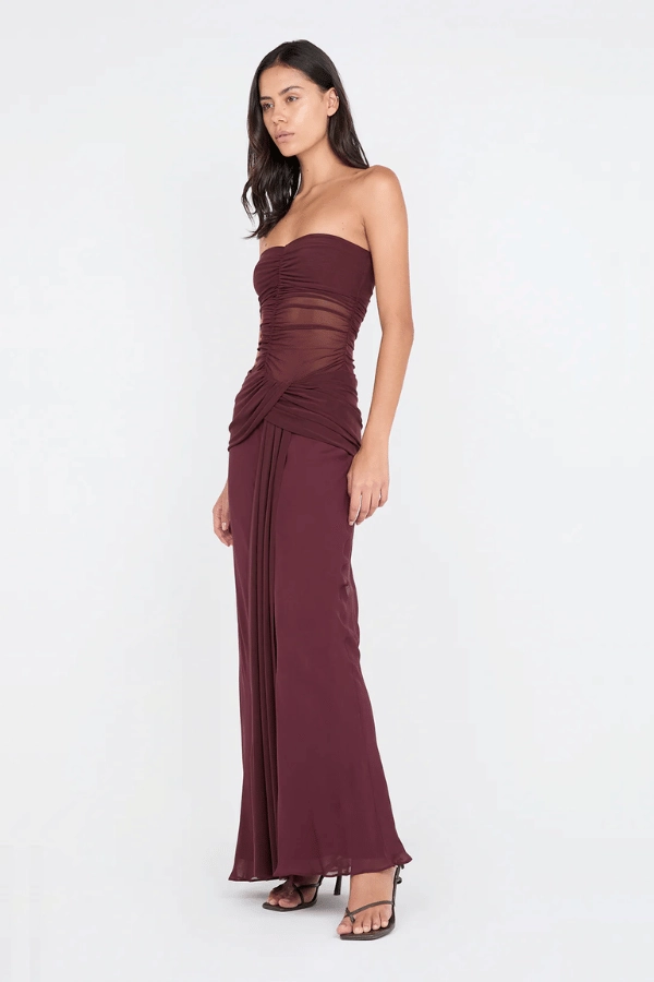 Noemi Strapless Dress Plum City Rhythm Cotton-Blend