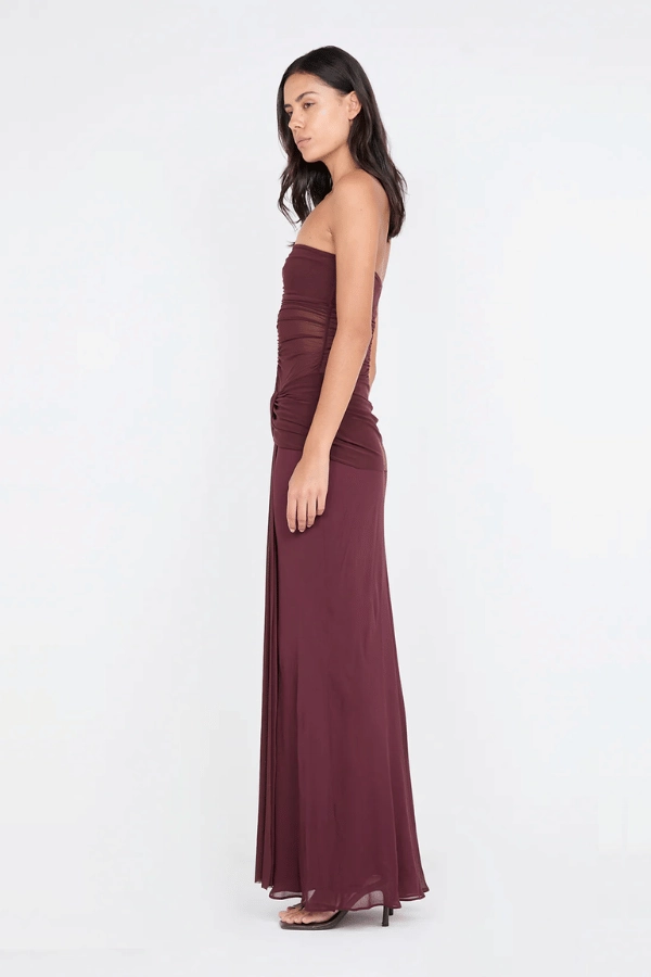 Hidden Pocket Chill Fashion Noemi Strapless Dress Plum